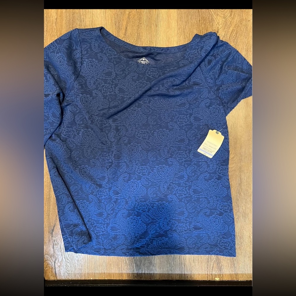 Blue Patterned Long Sleeve Top